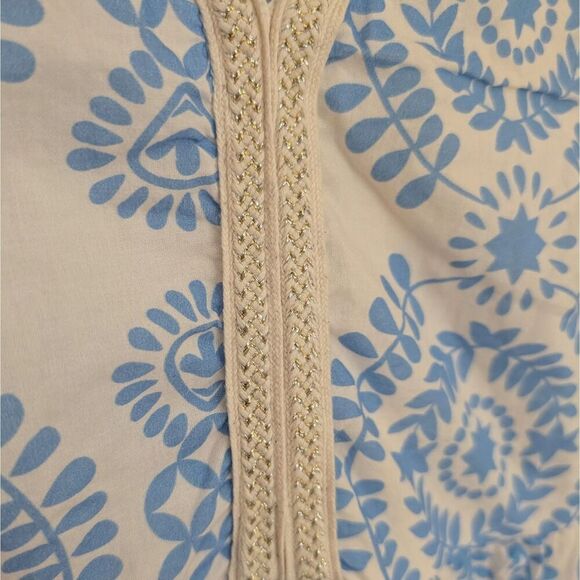 SAIPH Santorini Mini Dress Cotton Bell Sleeves Blue White Size L Italy - Picture 5 of 5